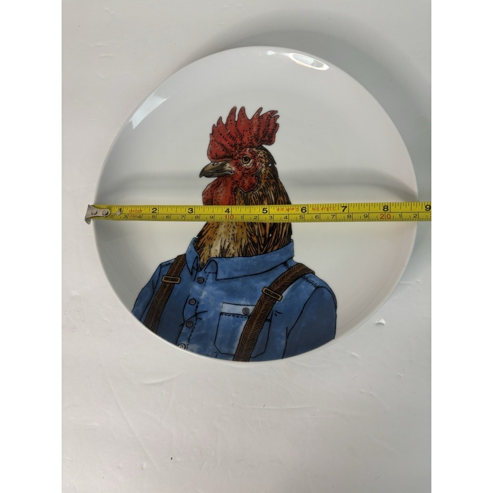 West Elm Rachel Kozlowski Dapper Animal Plate Rooster Salad Appetizer 8.75" - Picture 5 of 5